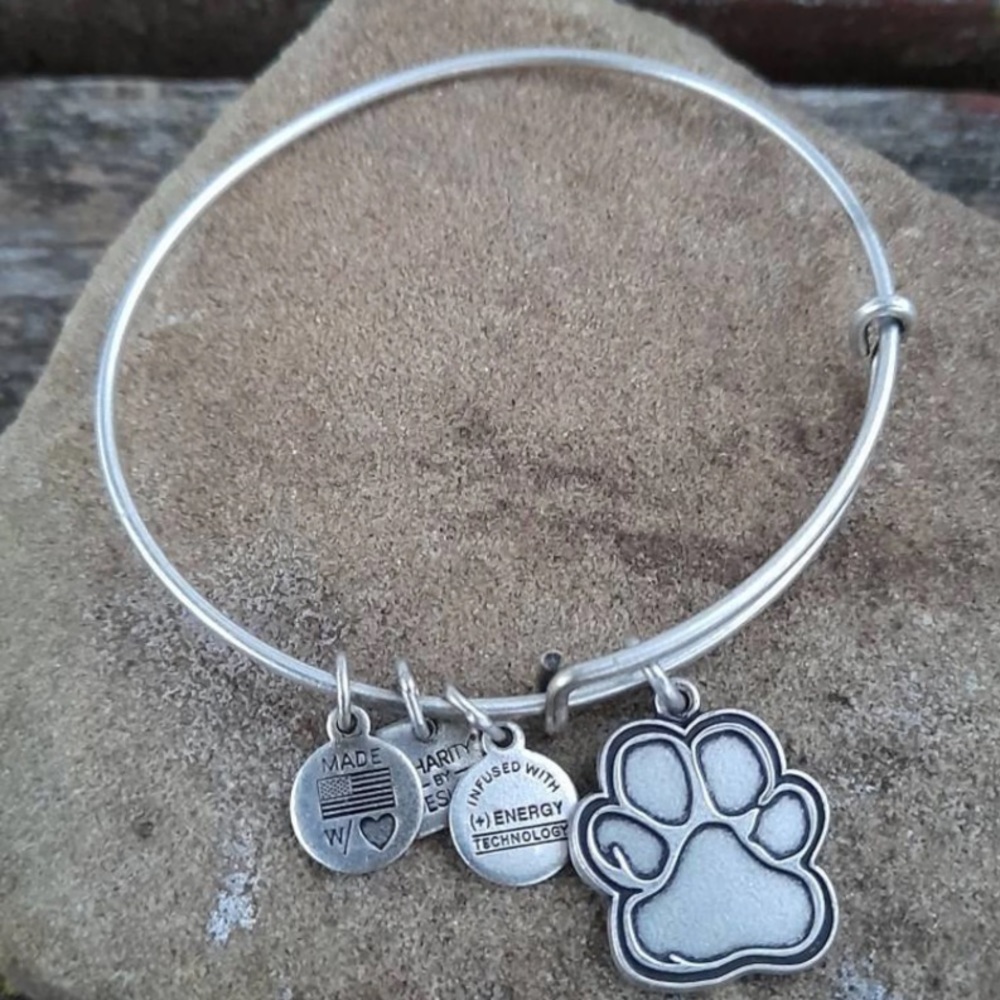 Alex and Ani silver paw print bracelet